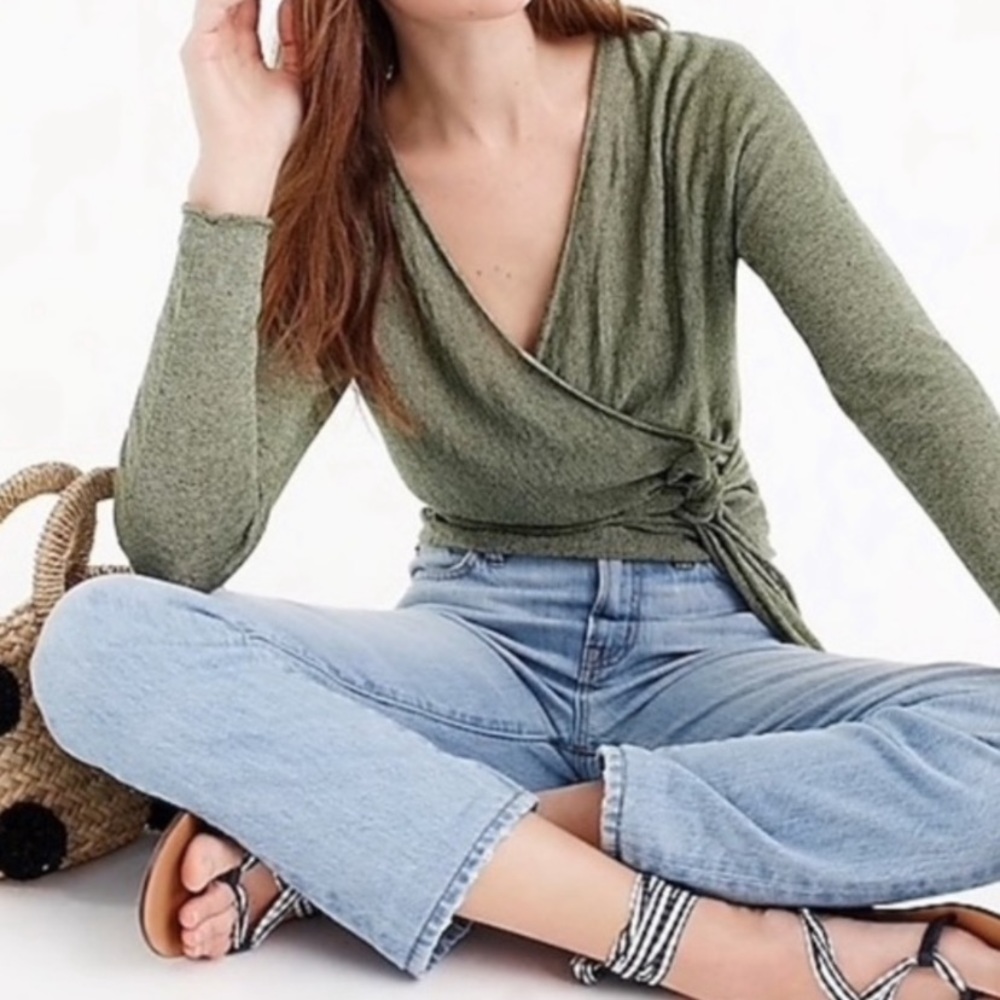 J Crew Linen Wrap Sweater